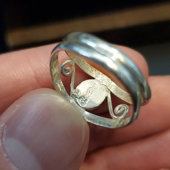 Size 6.75 925 Sterling Silver Turquoise Stone Unique Ring - Picture 5 of 8